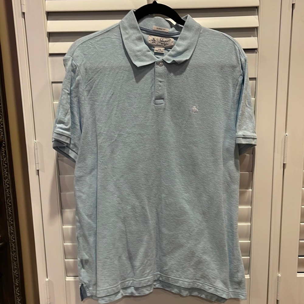 Penguin mens large blue polo